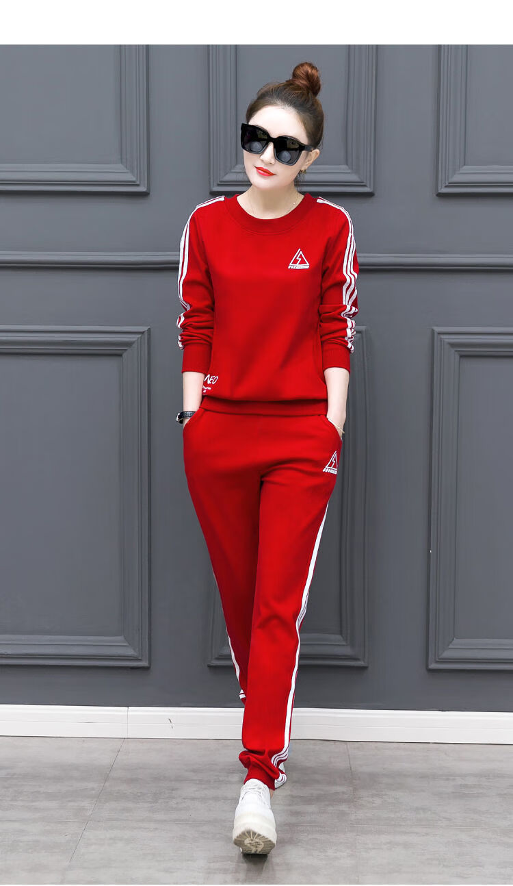 春秋运动套装女高品质舒服时尚春秋女装休闲运动套装女时尚显瘦大码