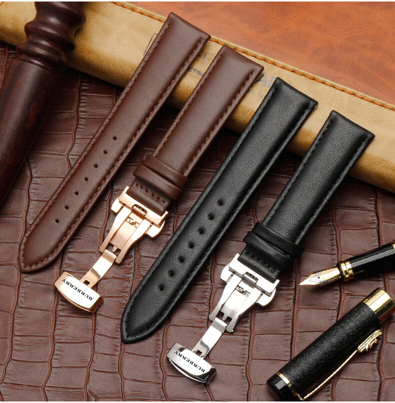 巴宝莉手表表带原装原装巴宝莉博柏利真皮手表带男女款burberry bu