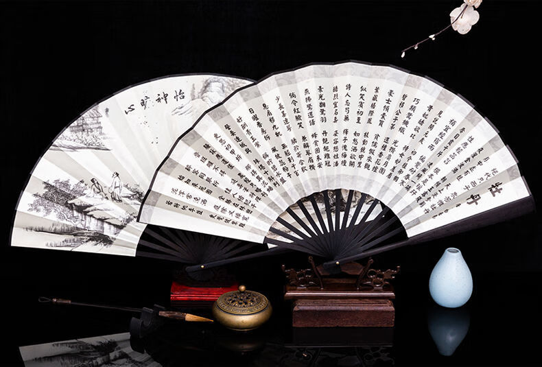 精选好礼扇子折扇中国风男士绢布扇古代汉服随身便携摄影装饰礼品扇