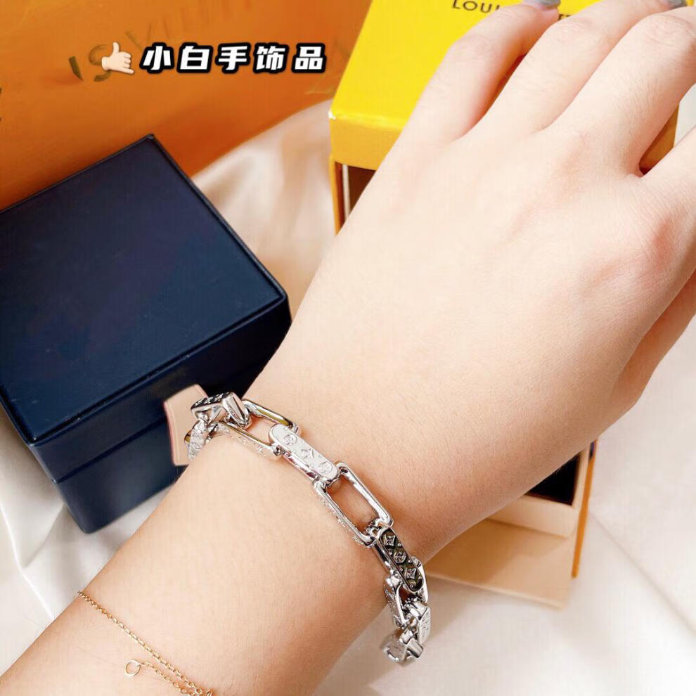 古巴竹节淬火手链monogram淬火驴嘻哈男女银925情侣珐琅绚烂色竹节