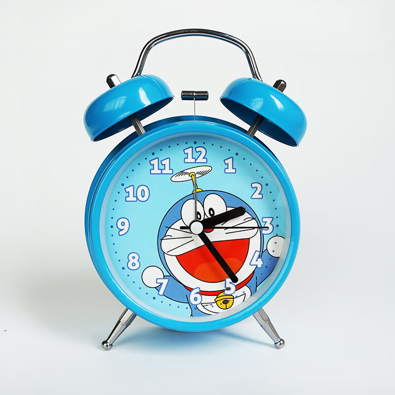 多啦a梦闹钟双打铃金属机器猫叮当时钟/座钟夜灯学生男女儿童闹钟 浅