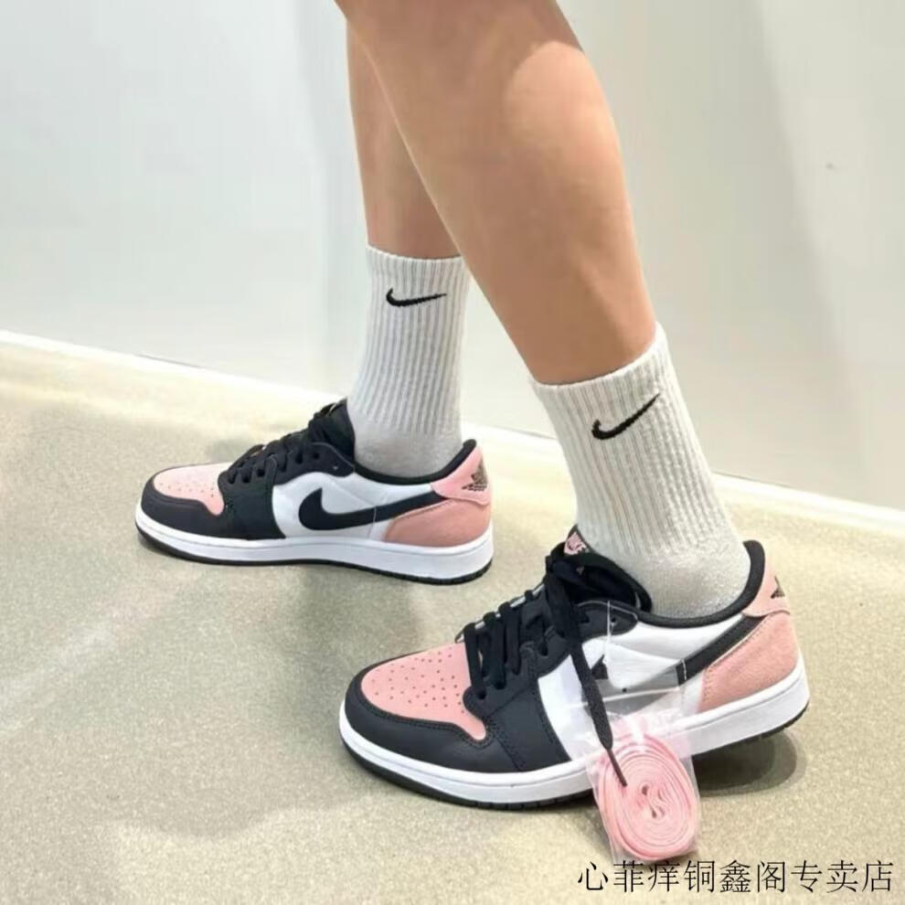 【官方甄选】aj air low og黑粉脚趾男女鞋复古低帮篮球鞋情侣鞋cz