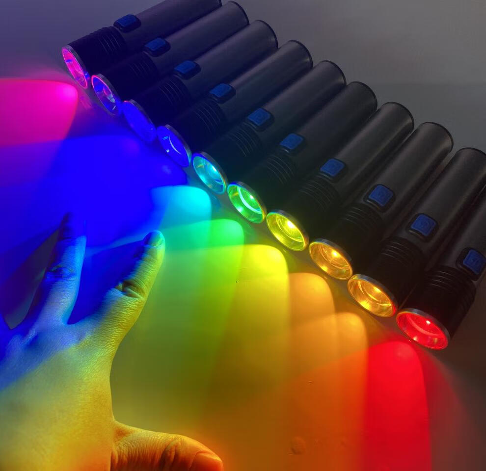 摄影补光手电筒 rgb彩色充电变焦手电筒 黄光暖光人像摄影橙光夕阳