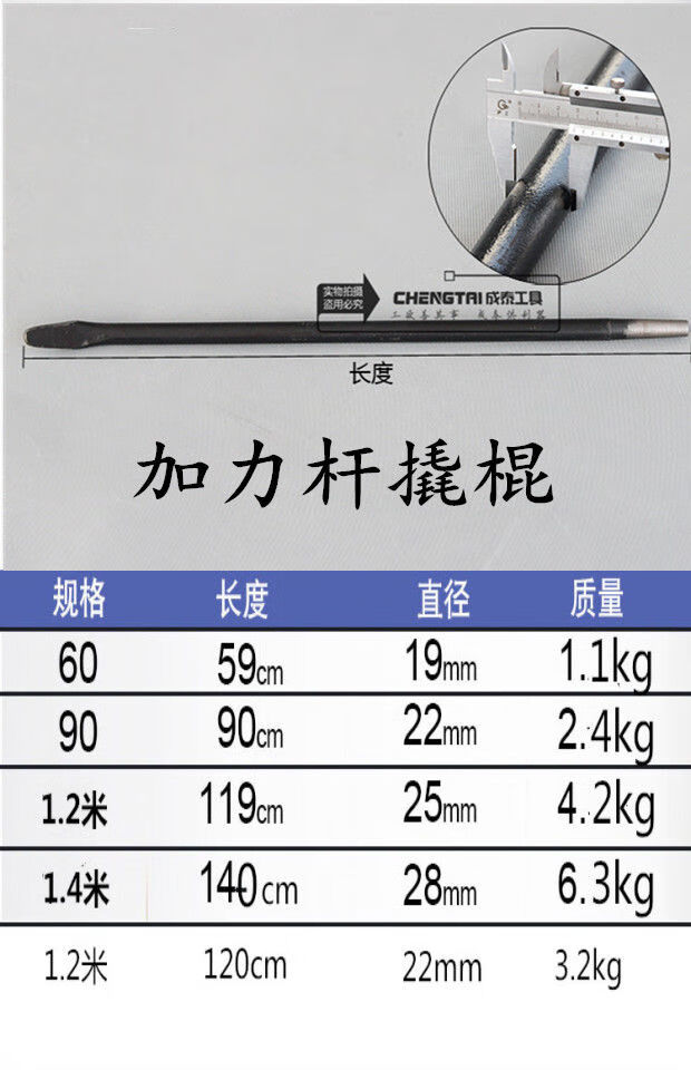 4米多规格碳钢轮胎套筒加力杆撬棍 扒胎撬棒 配合套筒使用 白色1.