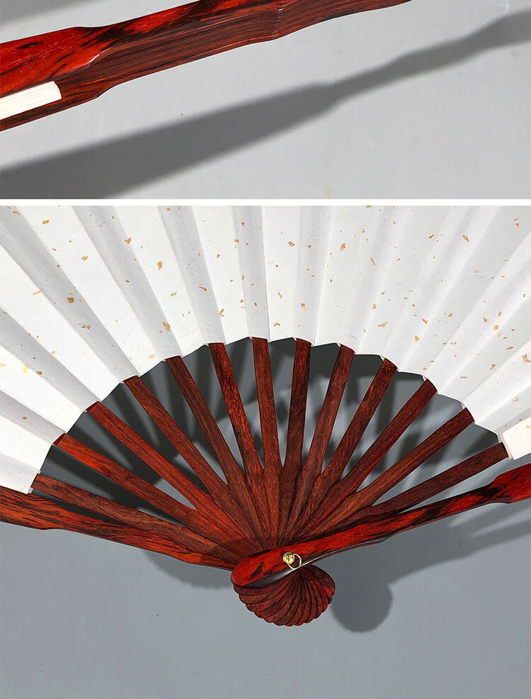 印度小叶紫檀扇子折扇男古风空白宣纸高端文玩把玩木质折叠扇骨夏 279