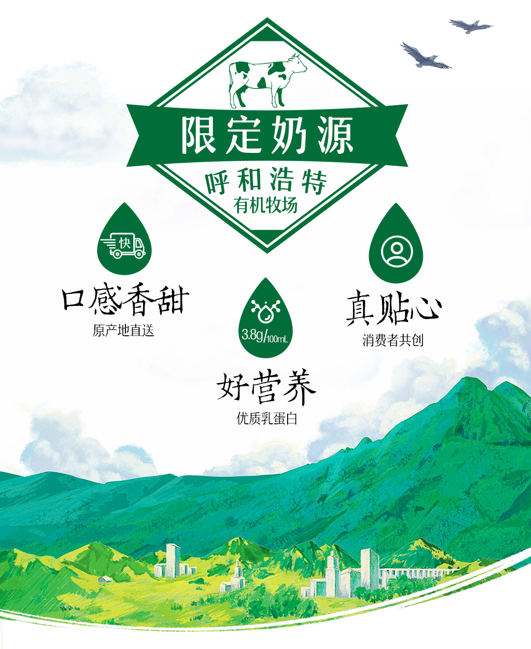 伊利 金典限定牧场(呼和浩特)有机纯牛奶250ml*10盒/箱(梦幻盖)乳都奶