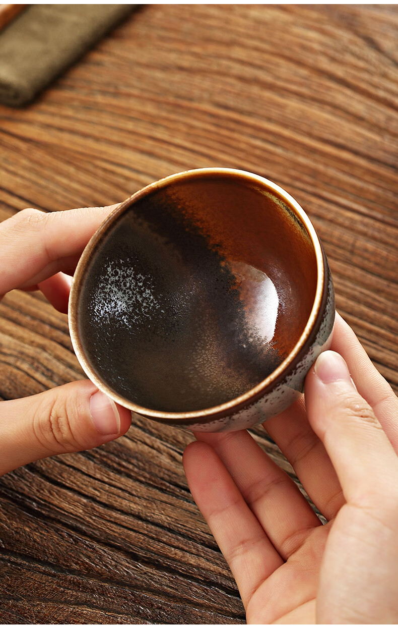 柴烧主人杯 日式茶陶瓷男士单冰裂景德镇功夫茶盏个人专用茶具 景德镇