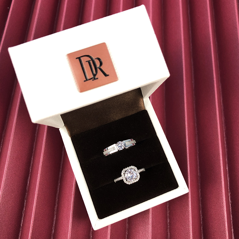 dr钻戒仿真合金镶嵌莫桑石情侣对戒婚礼仪式用道具戒指活口可调节 6