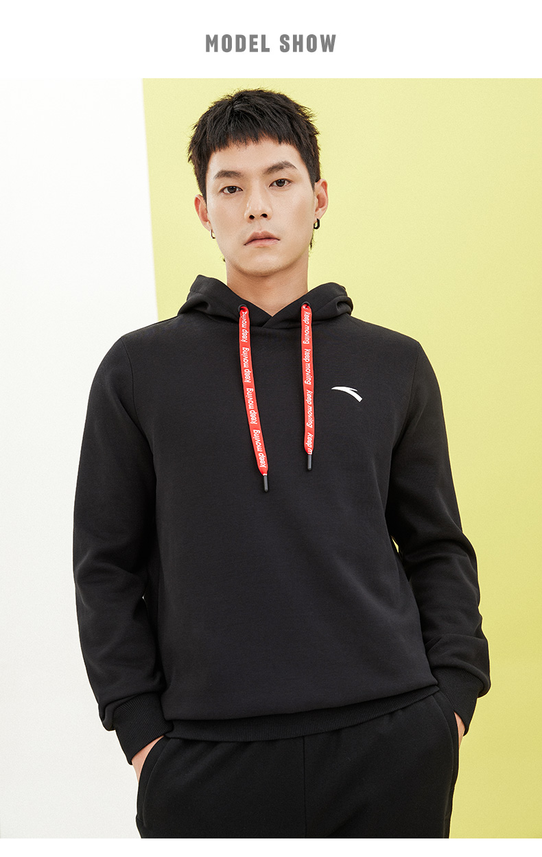 安踏卫衣男2022新品男士潮流加绒保暖运动休闲宽松连帽上衣官方旗舰