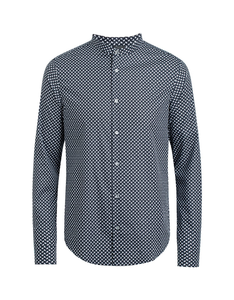 armani阿玛尼衬衣男士衬衫格子灰色20春夏潮弹力棉商务休闲男士长袖