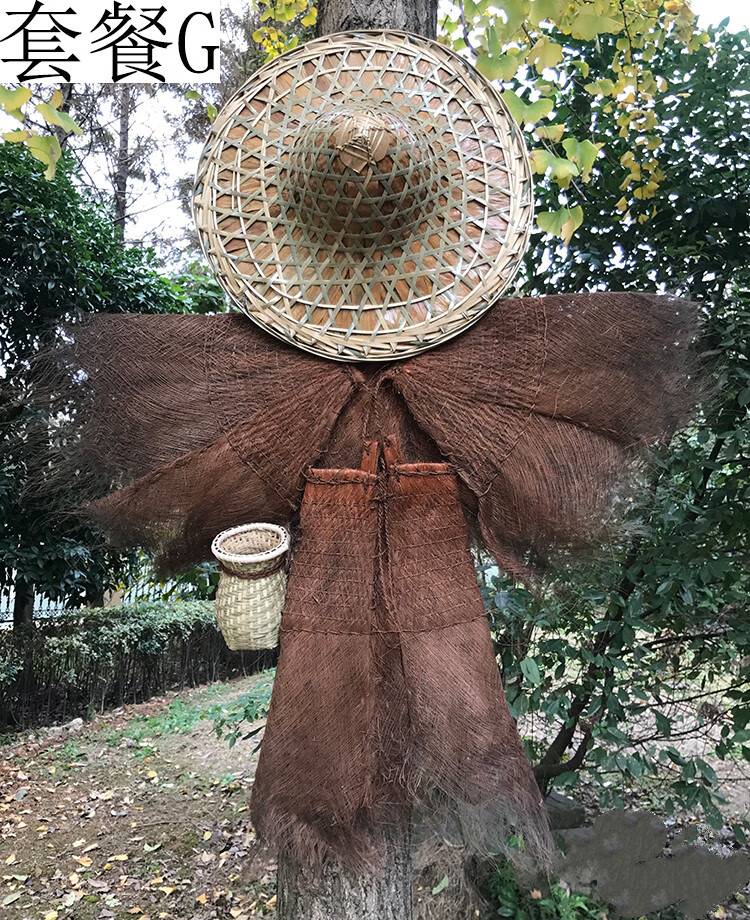 蓑衣斗笠帽農家樂掛件古風防雨披肩可穿草鞋魚簍裝飾蓑笠梭衣棕衣大號