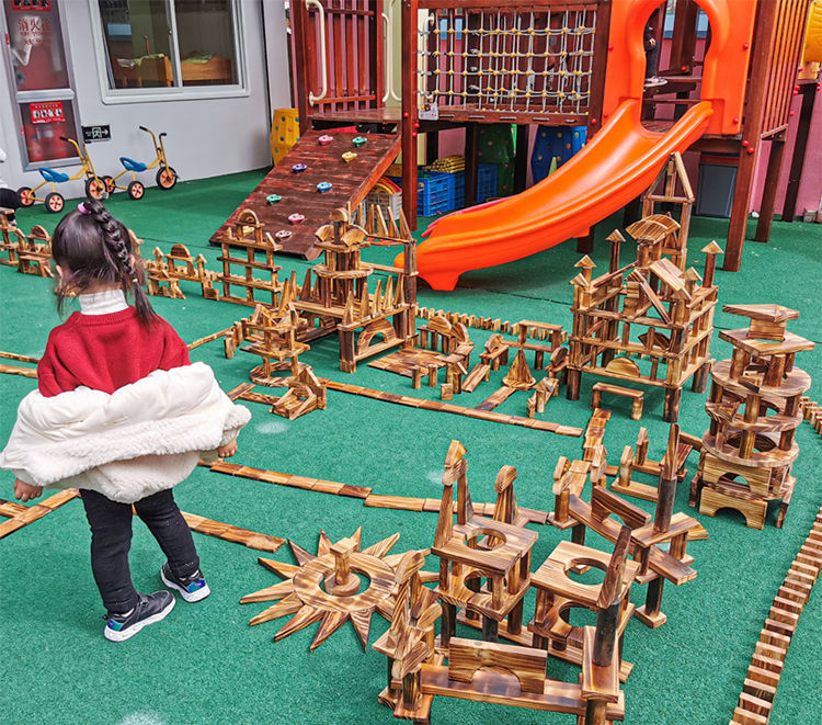 幼儿园建构区投放材料户外大型碳化积木建筑大块教具批发器材516块