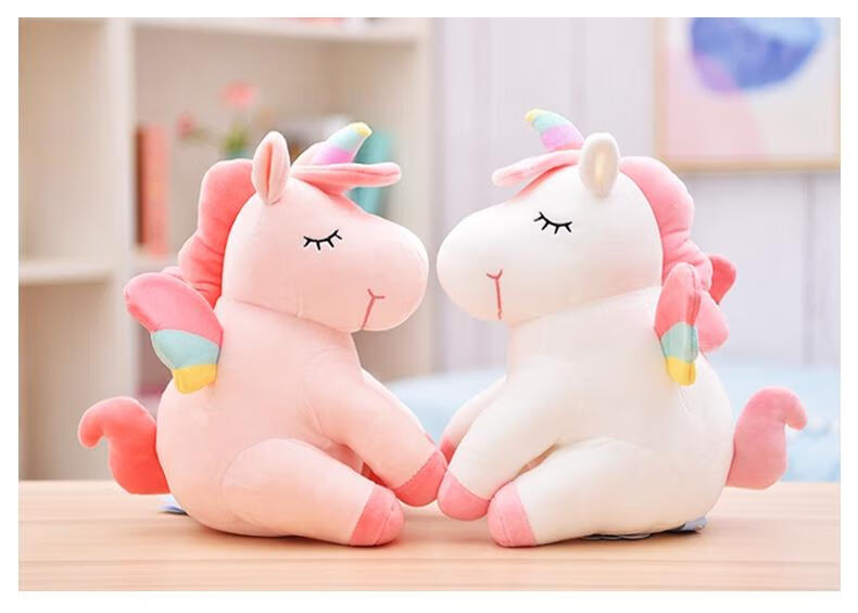 quzai可爱独兽角公仔毛玩具柔安抚小软马玩偶布绒娃娃抱枕礼物送 50