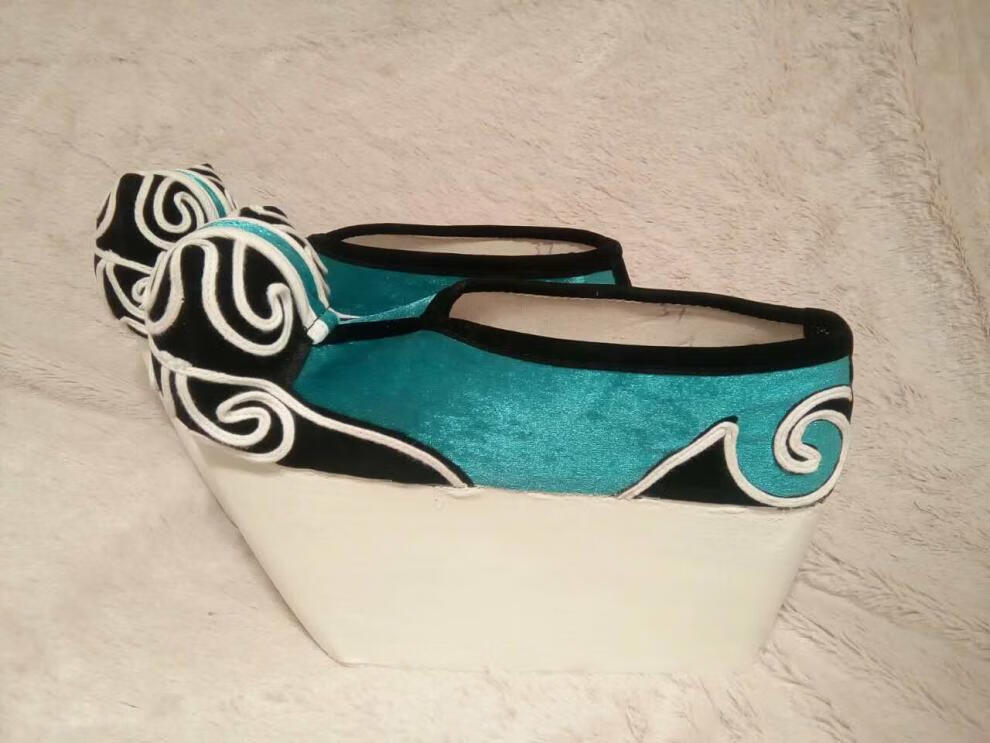 戏曲戏剧舞台演出越剧小生鞋京剧黄梅戏鞋云头鞋登云履云头靴蓝色1寸