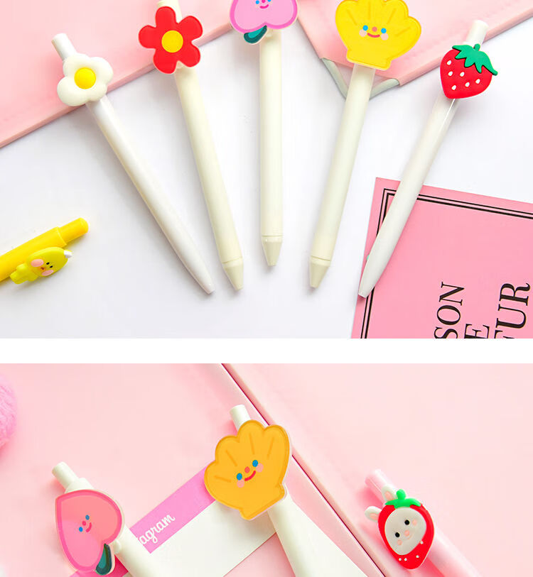 韩国ins泫雅风按动中性笔可爱少女卡通按动签字笔创意按压水笔按动笔