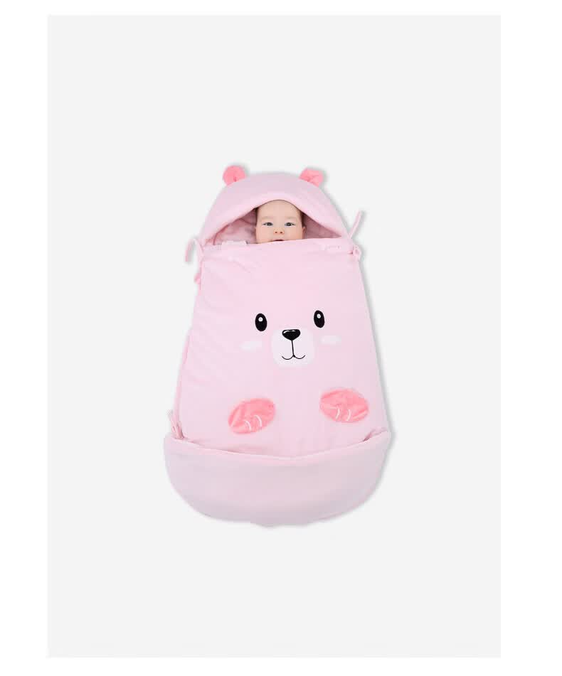 初生儿防惊跳睡袋冬季防踢被蓝色三层可调温护肩襁褓8846小码09个月