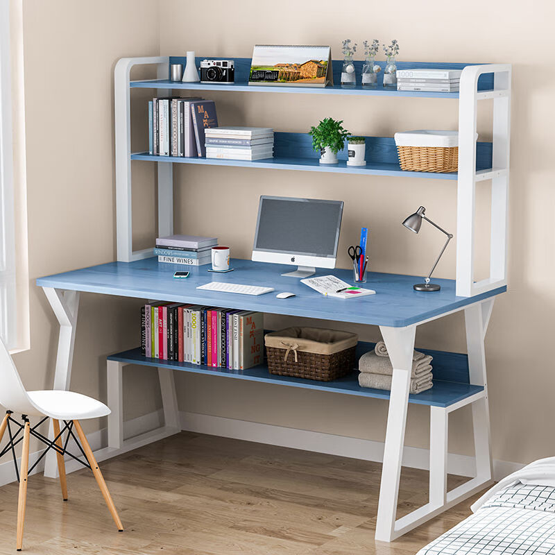 蔓斯菲尔(msfe)钢木电脑桌家用台式书桌带书架一体简易租房卧室学生学