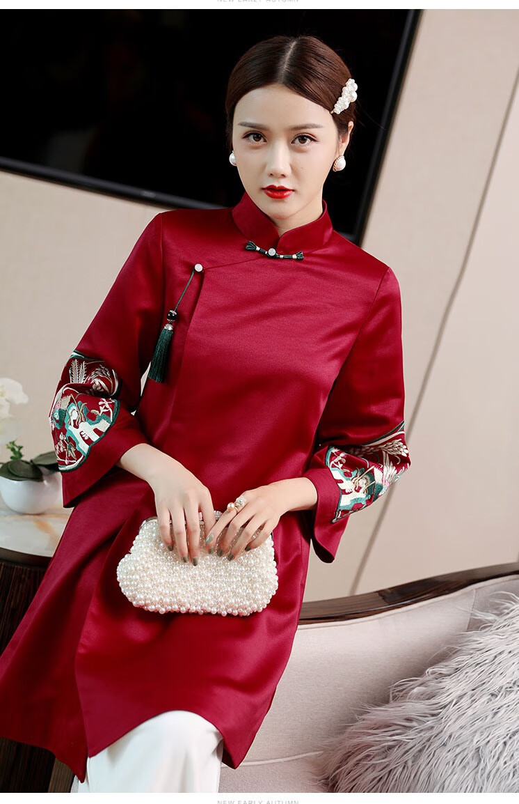 拜年服女成人冬唐装春秋装汉服秋款茶服改良中国风女装年轻版中式旗袍