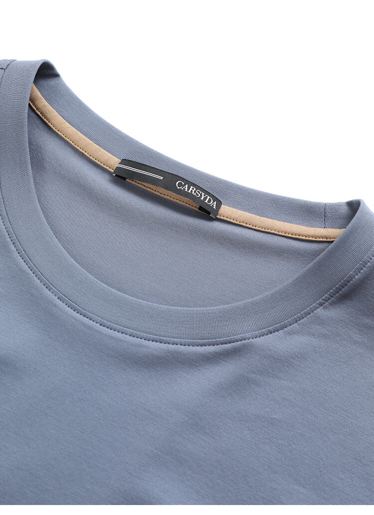 carsyda/珈仕达男装夏季新款上衣圆领百搭修身短袖t恤商务休闲 深宝蓝