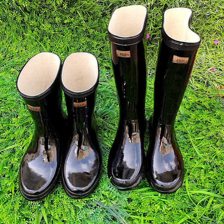 双钱橡胶雨鞋 上海双钱牌橡胶雨鞋老式黑色工矿靴男女水鞋中筒厚底