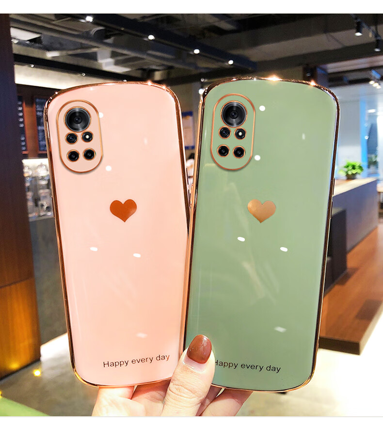 范逸尼适用于华为nova8pro手机壳硅胶椭圆形电镀简约爱心网红ins风女
