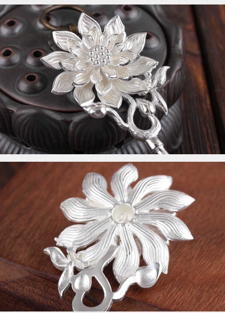 萃工匠s999足银发簪女足银盘头银簪子头饰发饰头簪头钗发钗约32克999