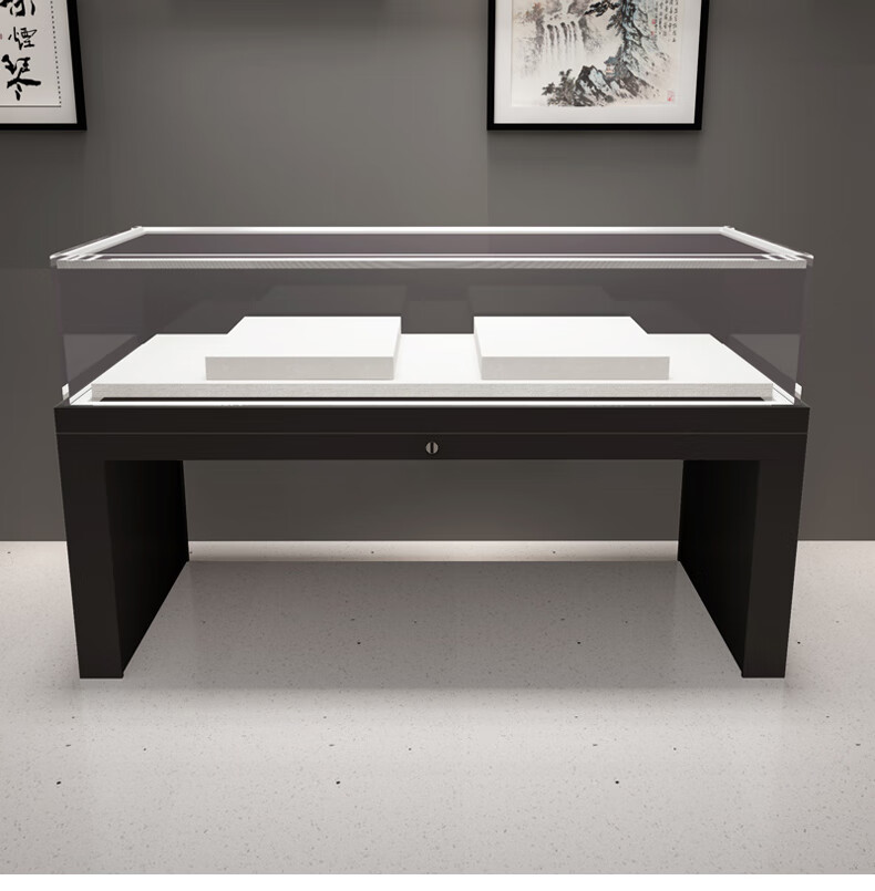 斧墨 北京博物馆专用钢制烤漆玻璃展示柜带灯古董文物柜液压平柜冷轧