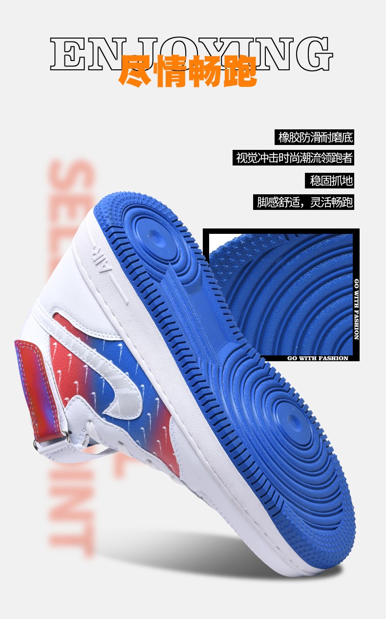 耐尅联名空军一号af1男鞋款篮球鞋二次元描边镭射高帮板鞋休闲手稿