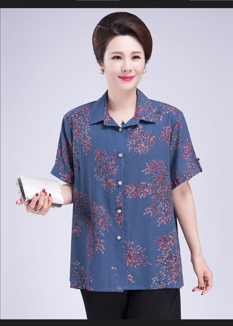 老年人女装加肥加大夏款特体胖太太宽松时尚上衣肥婆