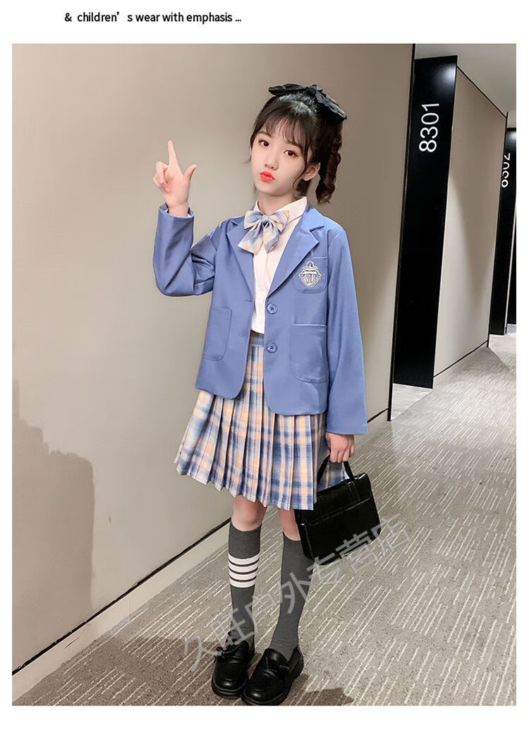 兒童jk制服 裙正版9歲女童秋裝新款8洋氣學院風套裝日系長袖西服10