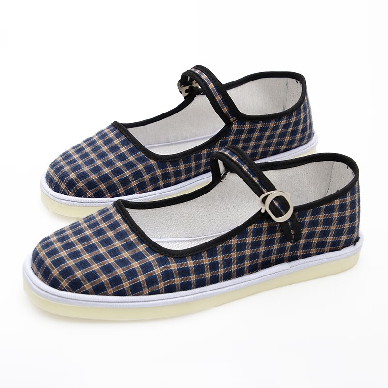 方口鞋女平底老北京布鞋款千层底黑色方口手工鞋开车春秋妈妈布底鞋 s