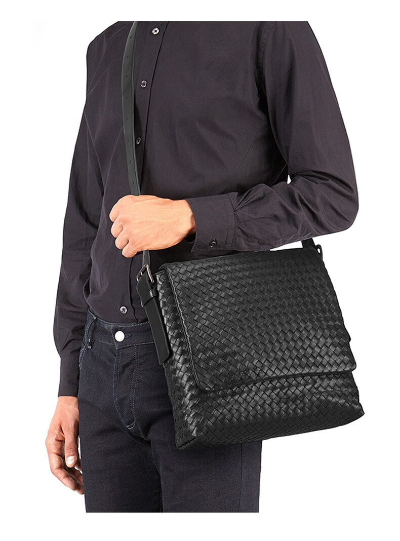 宝缇嘉bv男包单肩斜挎公文包406275 vq131 1000 黑色【图片 价格 品牌