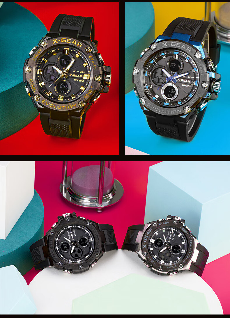 卡l西l欧同款玖弟数码科技x-gear钢铁之心-魂高颜值防水运动电子表 06