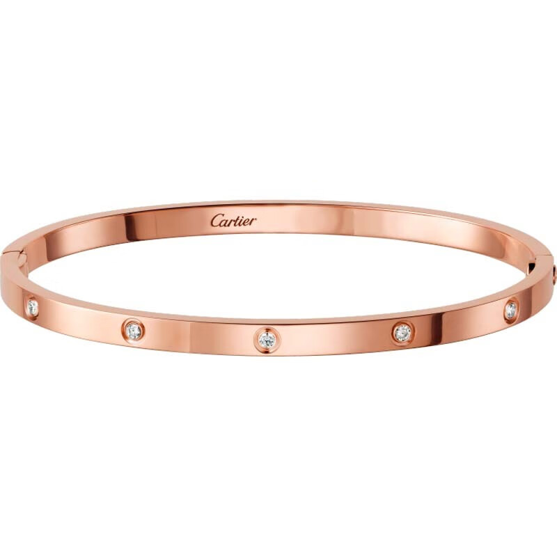 【专柜联保】cartier卡地亚love系列椭圆形钻石手镯手环 18k黄金 b