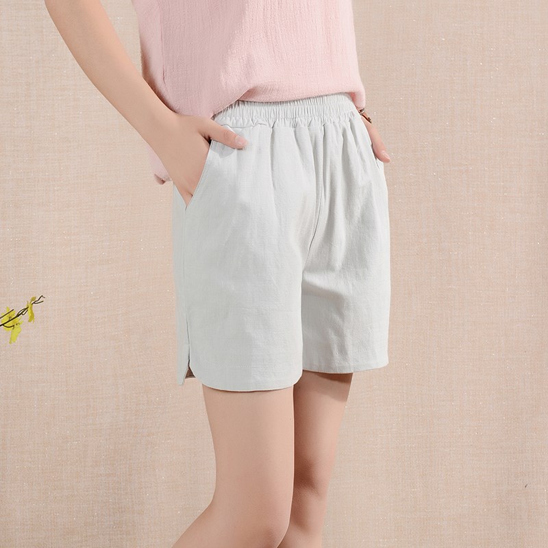 雁皇特价捡漏夏季外穿棉麻女土短裤休闲胖mm亚麻妈妈裤衩薄款宽松中