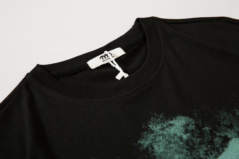 clawmoney潮牌国潮宽松五分袖恤男女风高街宽松短袖黑色m