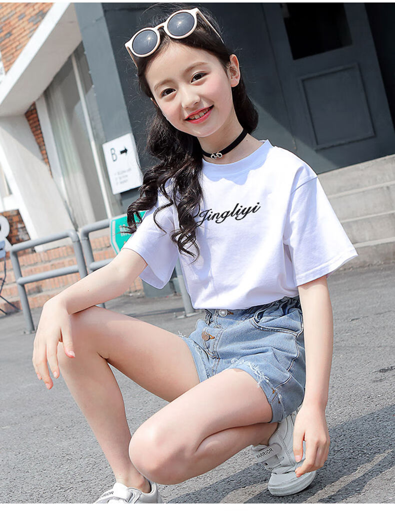 火山鸟中大童短袖套装女童衣服夏装9-12岁小女孩薄款运动装中学生学院