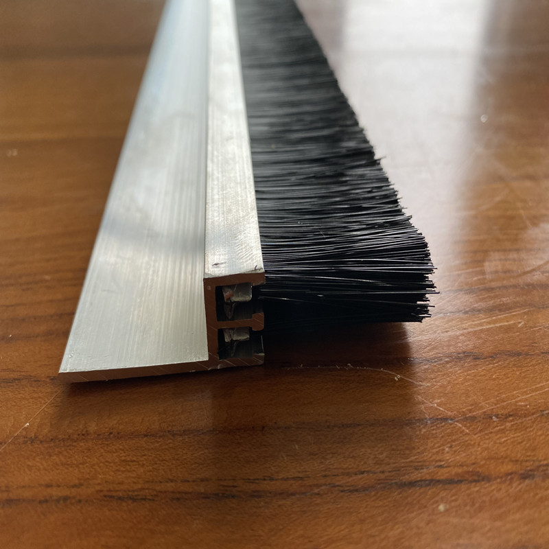 加厚双排h型铝合金条刷尼龙防尘毛刷条工业机床毛刷门底密封毛条d毛长