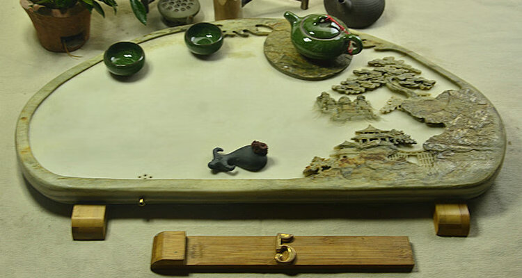 奢厨石材玉石茶台茶海大小号石头茶盘厂家手工易水砚端砚一人用茶台