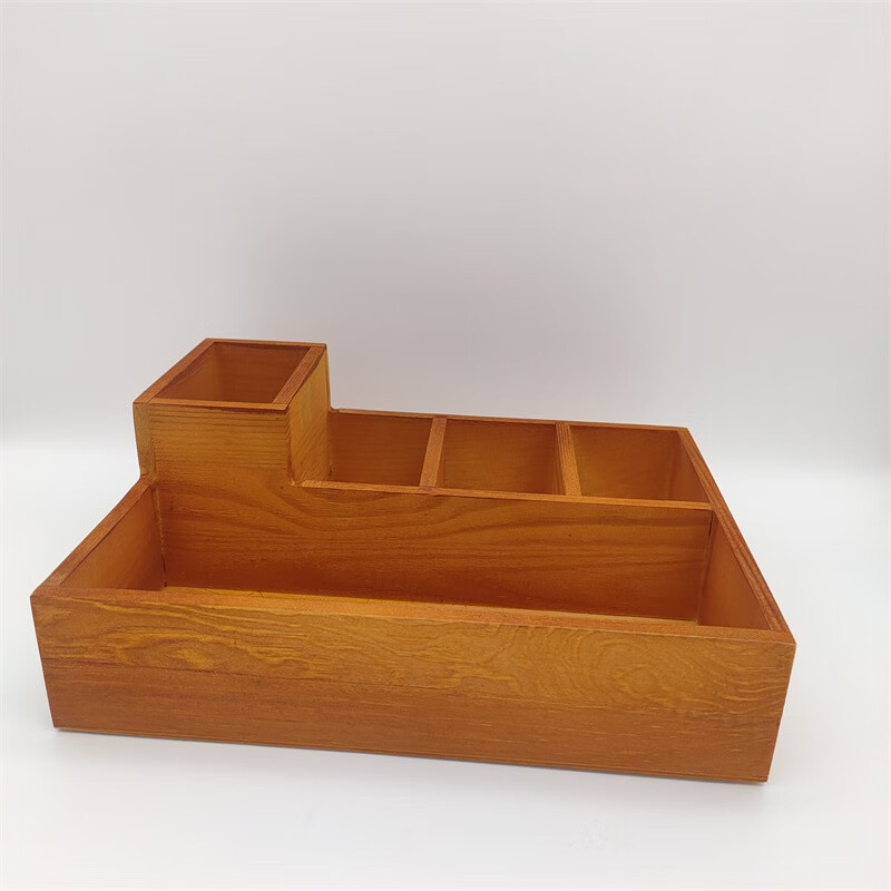 讲台收纳盒学校办公粉笔盒桌面收纳归类遥控器盒杂物放置木制定做小三