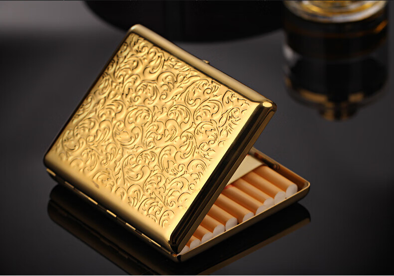 双枪烟盒20支装细烟便携超薄个性创意纯铜金属香菸盒子男士烟夹烟壳