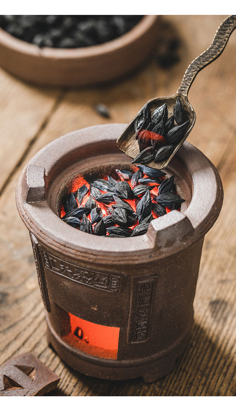 酒精灯煮茶器碳火茶炉家用小型办公室户外陶瓷烧水壶老式红泥炭炉 单