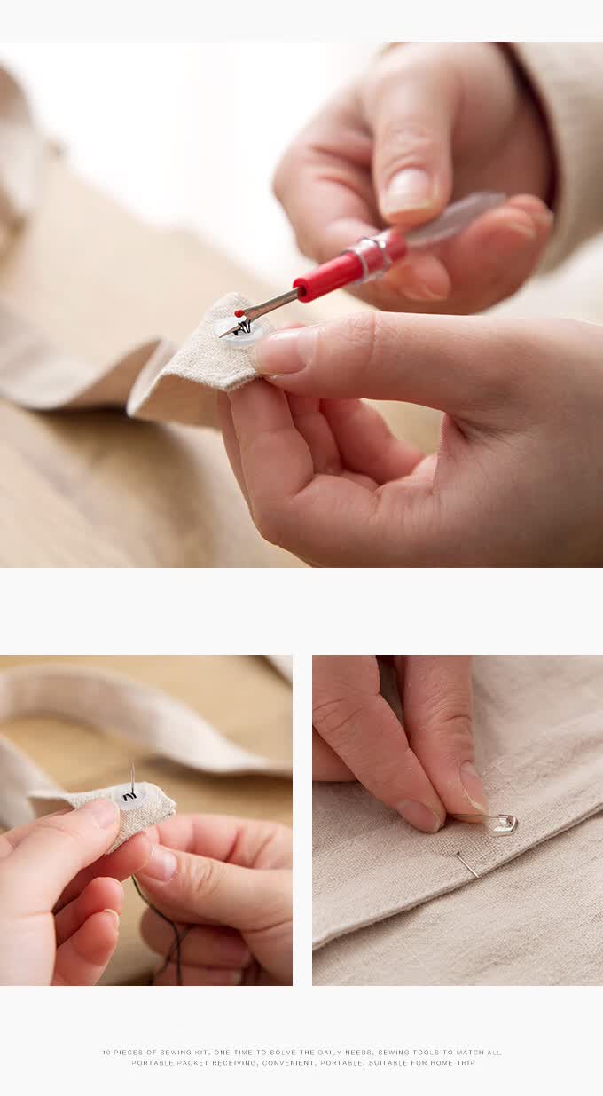 便携针线盒装家用宿舍针线包多用途旅行缝纫机线缝补工具套装缝纫针织