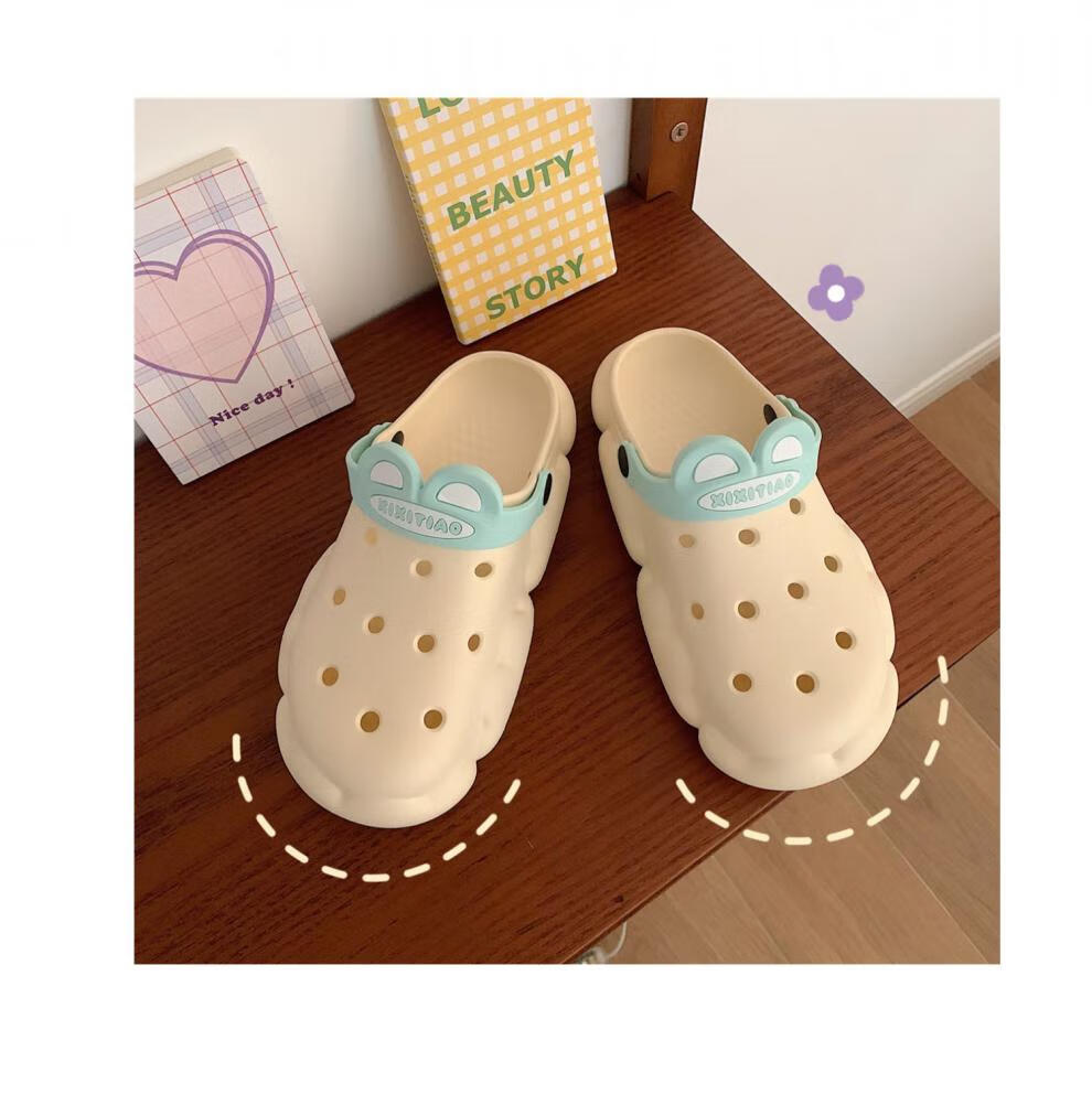 包头凉鞋女学生不露趾镂空夏天穿的洞洞鞋少女生可爱高中生初中软厚底