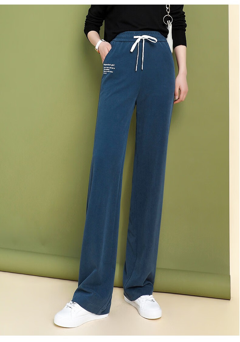 梦舒雅女裤莫代尔阔腿裤女2022春夏新款高腰弹力百搭松紧腰加长垂感