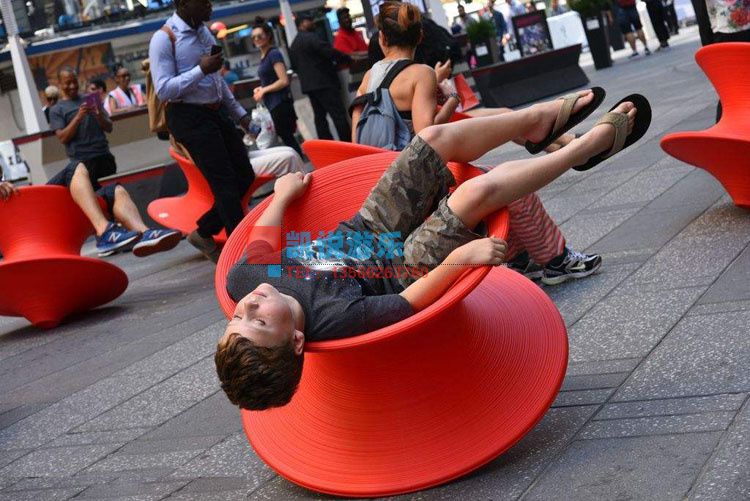 陀螺椅360度户外旋转椅儿童不倒翁陀螺凳子商场塑料休闲座椅 黄色大号