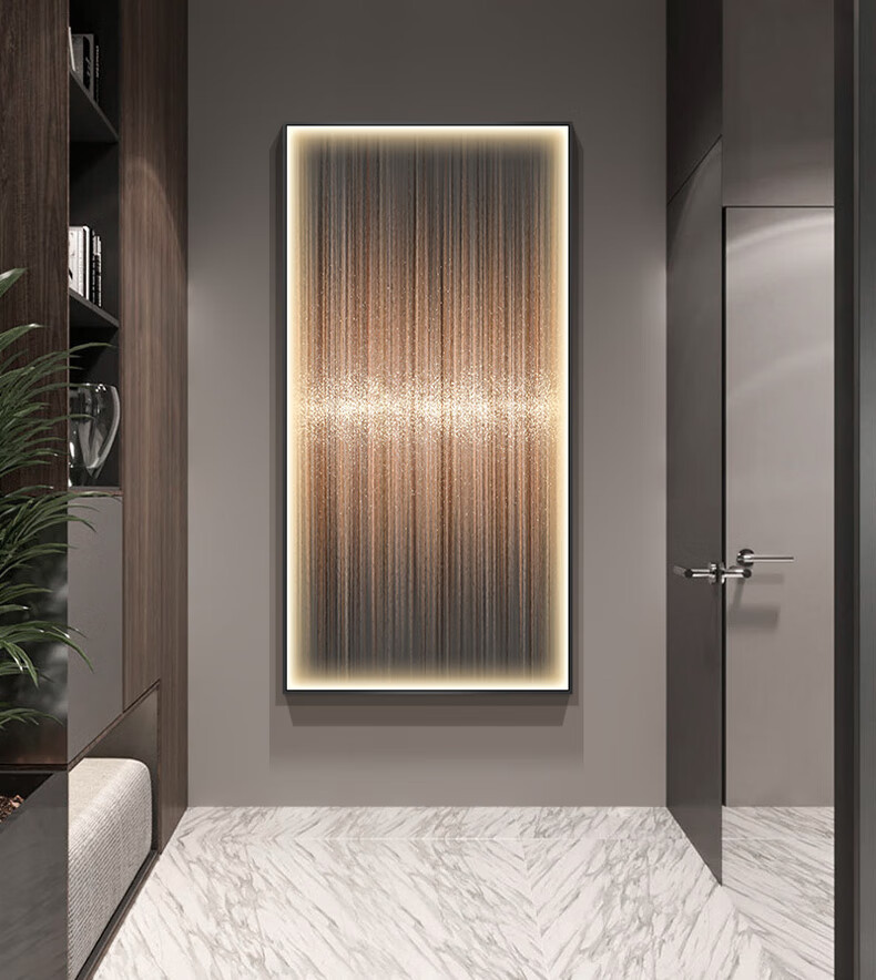 入户玄关装饰画竖版led灯带画发光抽象轻奢走廊过道壁画客厅挂画 a