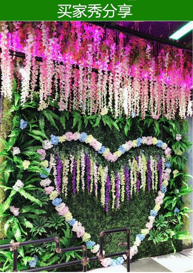 精品绿植仿真紫藤花假花紫罗兰吊顶花藤室内婚庆装饰藤条塑料花条藤蔓