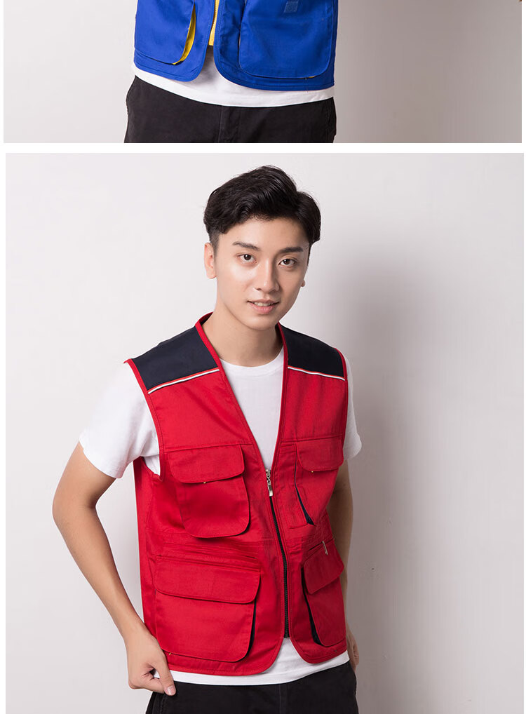 传媒公司马甲印字广告策划摄影师工作服定做多口袋记者背心义工印logo