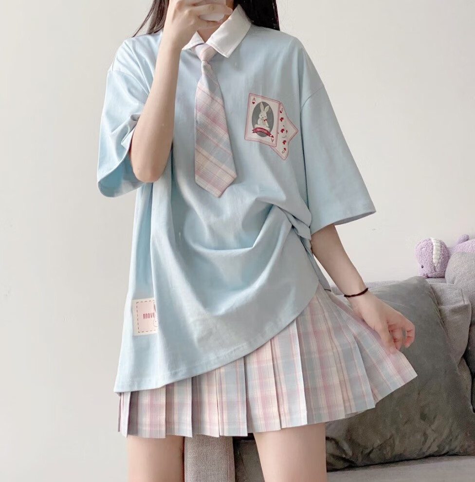 衣服女韩版宽松板初高中学生套装恤夏季学院风日系软妹衫学生短袖女